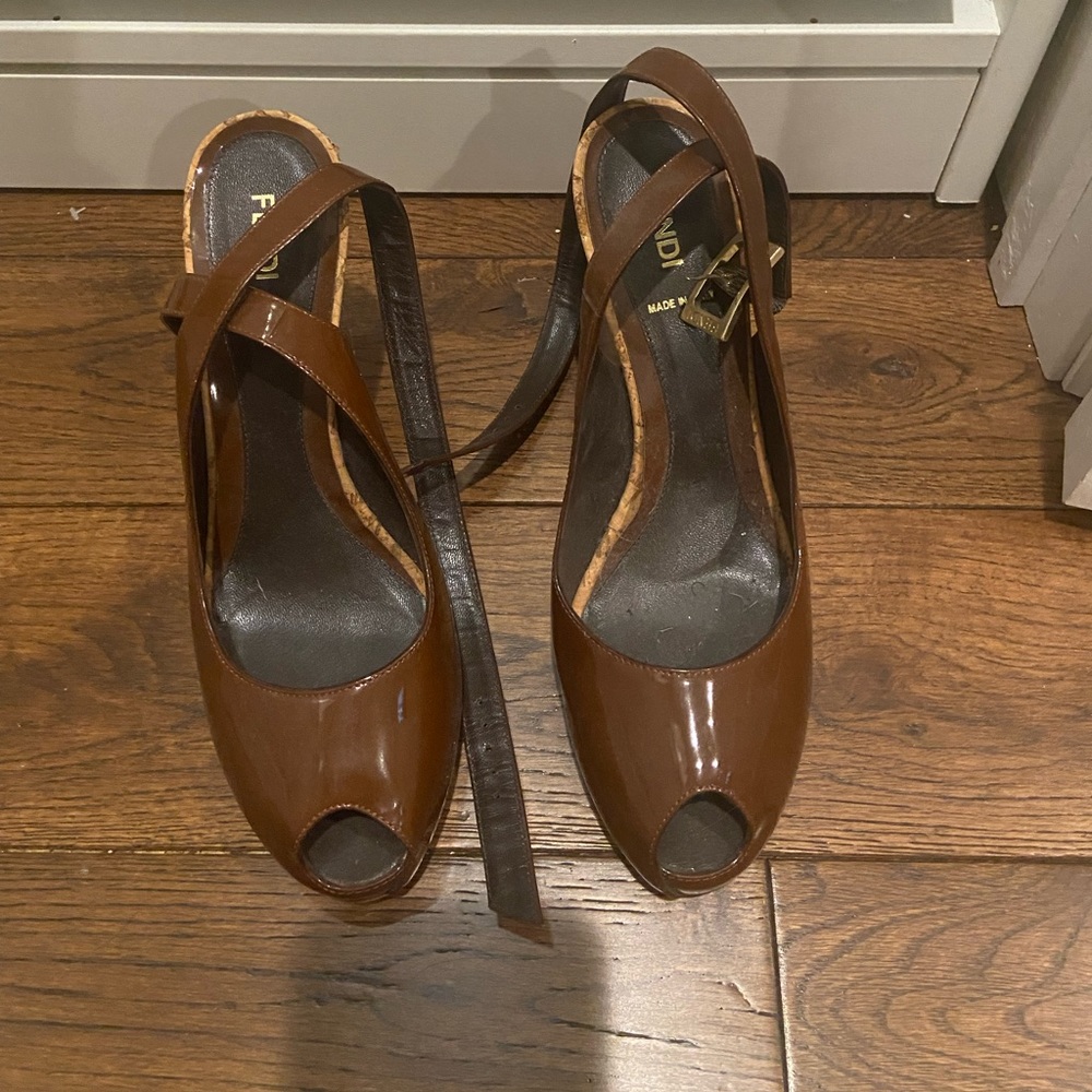 Peep toe strap heels
